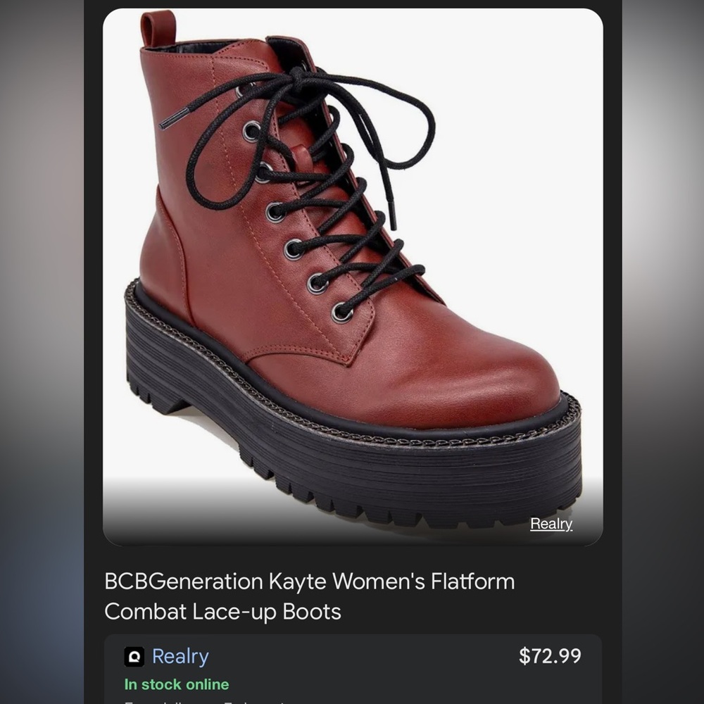 Bcbgeneration Kayte Platform Combat Boots Burgundy - image 3